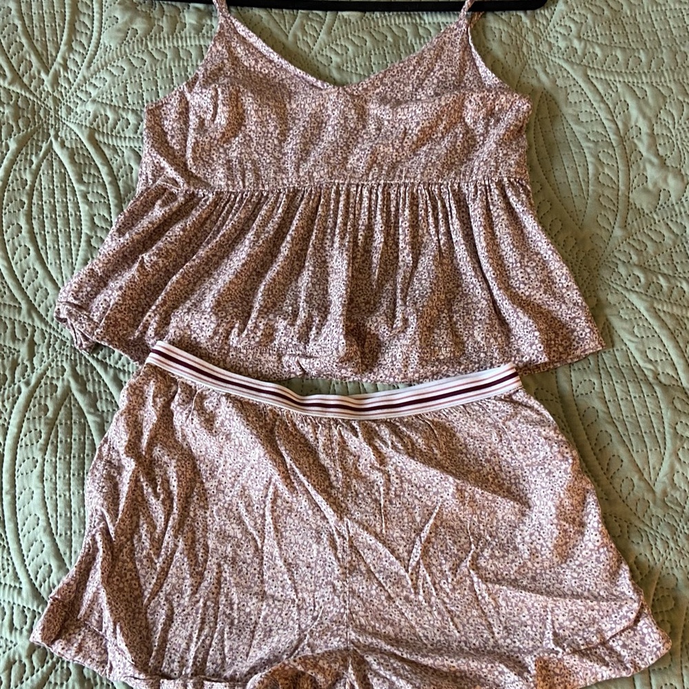 Old Navy Floral Pink Pajama Set - Cami Top & Shorts, XS